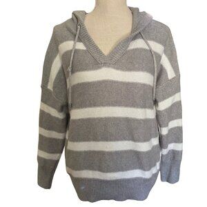Joie Gray White Stripe Hoodie Sweater Women’s Small